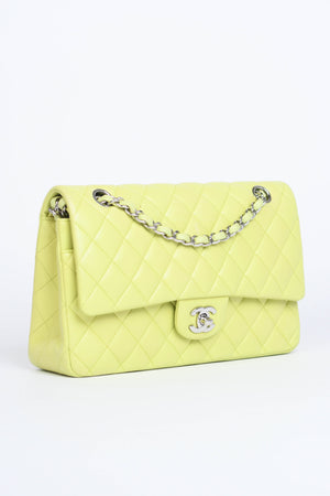 2010s Chanel Pistachio Green Lambskin Leather Medium Double Flap Shoulder Bag