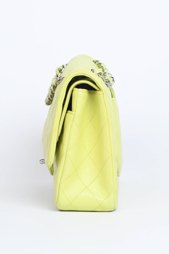 2010s Chanel Pistachio Green Lambskin Leather Medium Double Flap Shoulder Bag