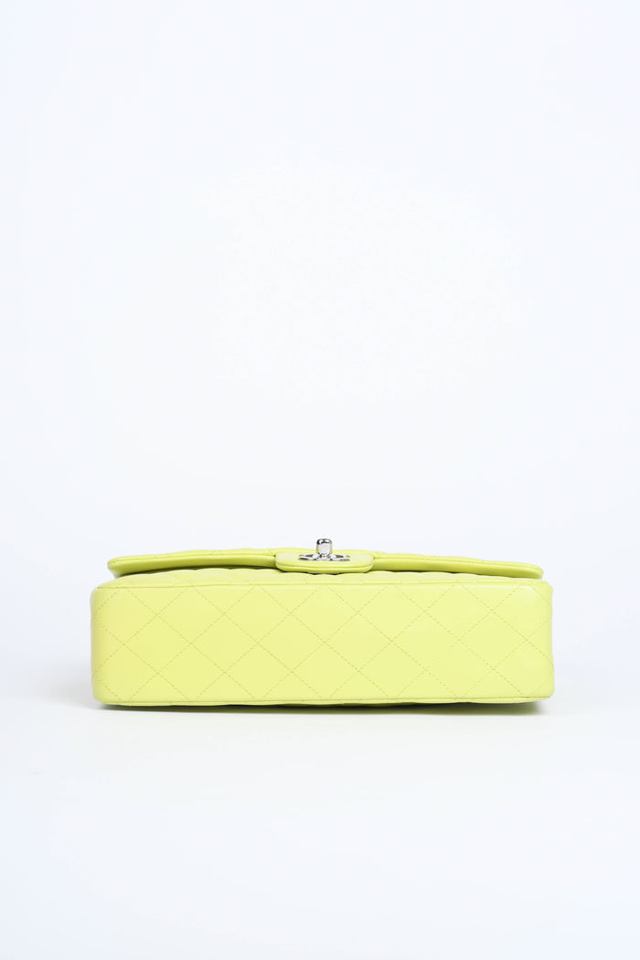 2010s Chanel Pistachio Green Lambskin Leather Medium Double Flap Shoulder Bag
