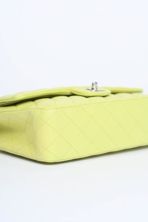 2010s Chanel Pistachio Green Lambskin Leather Medium Double Flap Shoulder Bag