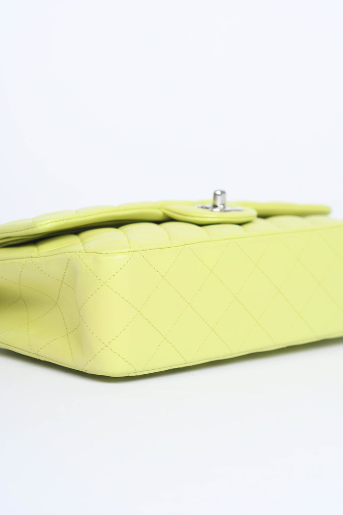 2010s Chanel Pistachio Green Lambskin Leather Medium Double Flap Shoulder Bag