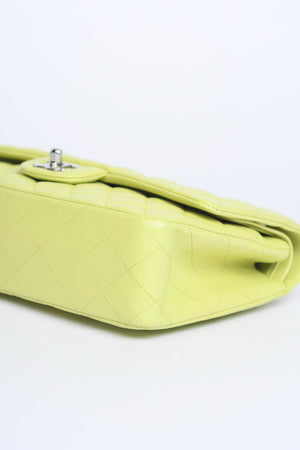 2010s Chanel Pistachio Green Lambskin Leather Medium Double Flap Shoulder Bag