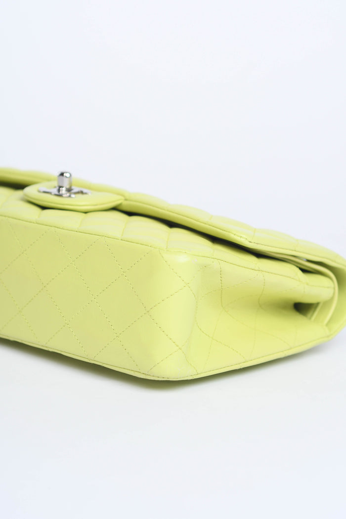 2010s Chanel Pistachio Green Lambskin Leather Medium Double Flap Shoulder Bag