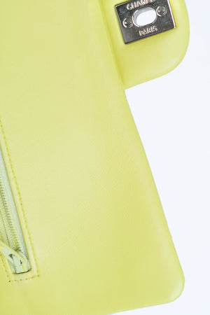 2010s Chanel Pistachio Green Lambskin Leather Medium Double Flap Shoulder Bag