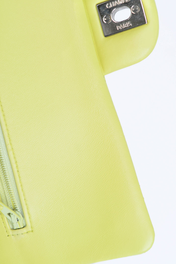 2010s Chanel Pistachio Green Lambskin Leather Medium Double Flap Shoulder Bag