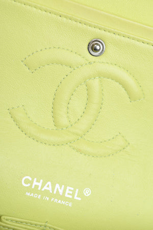 2010s Chanel Pistachio Green Lambskin Leather Medium Double Flap Shoulder Bag