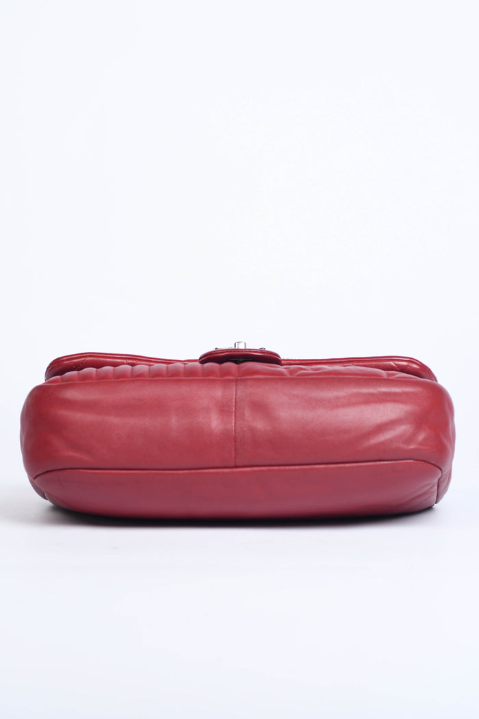 2014 Chanel Red Lambskin Stripes and Stars Single Flap Shoulder Bag