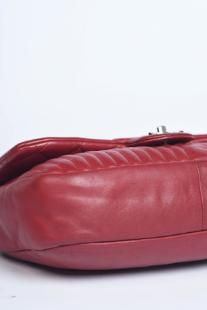 2014 Chanel Red Lambskin Stripes and Stars Single Flap Shoulder Bag
