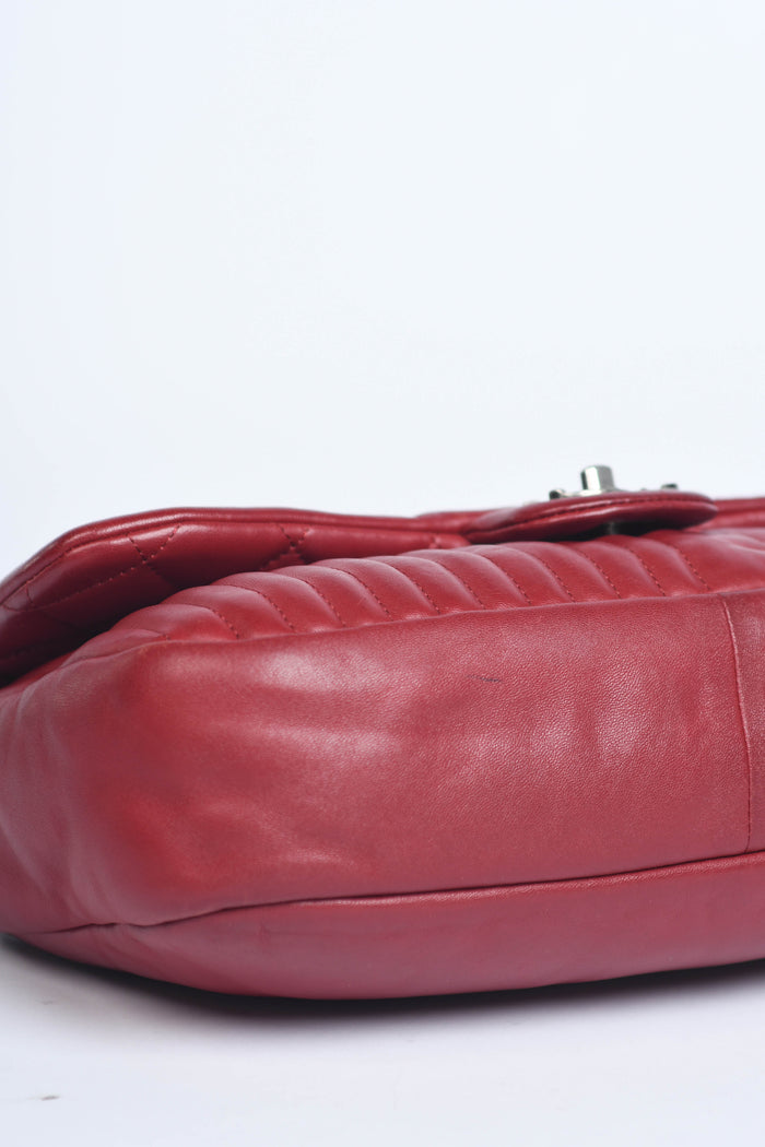 2014 Chanel Red Lambskin Stripes and Stars Single Flap Shoulder Bag