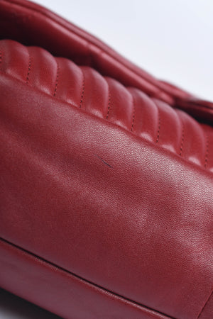 2014 Chanel Red Lambskin Stripes and Stars Single Flap Shoulder Bag
