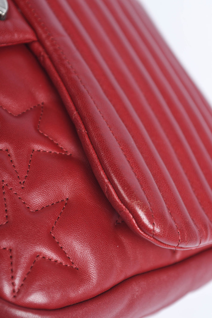 2014 Chanel Red Lambskin Stripes and Stars Single Flap Shoulder Bag
