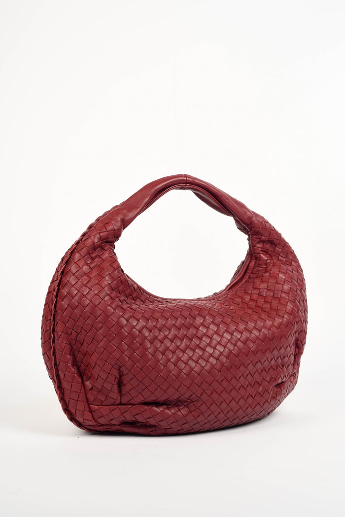 Vintage Bottega Veneta Burgundy Intrecciato Pleated Shoulder Bag