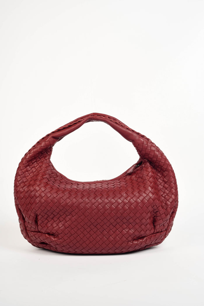 Vintage Bottega Veneta Burgundy Intrecciato Pleated Shoulder Bag