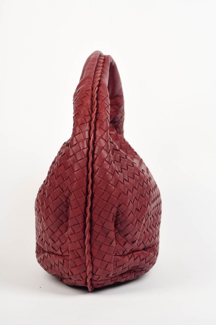 Vintage Bottega Veneta Burgundy Intrecciato Pleated Shoulder Bag