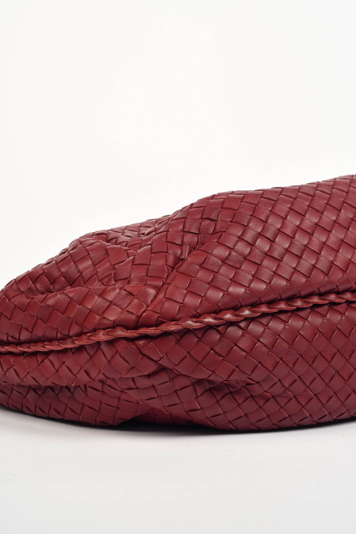 Vintage Bottega Veneta Burgundy Intrecciato Pleated Shoulder Bag