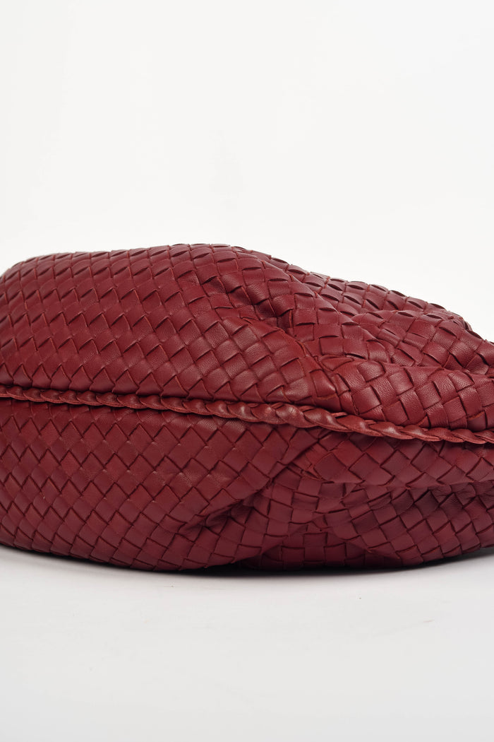 Vintage Bottega Veneta Burgundy Intrecciato Pleated Shoulder Bag