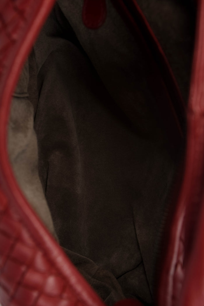 Vintage Bottega Veneta Burgundy Intrecciato Pleated Shoulder Bag