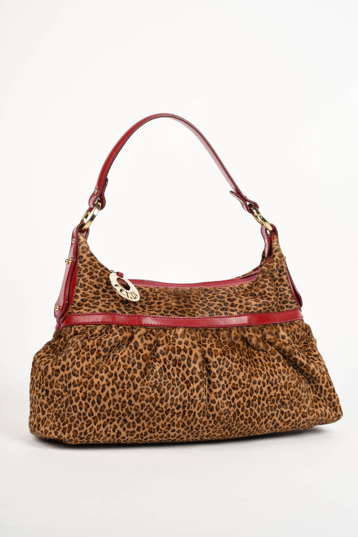 RARE Vintage Fendi Leopard Print Pony Hair Chef Shoulder Bag