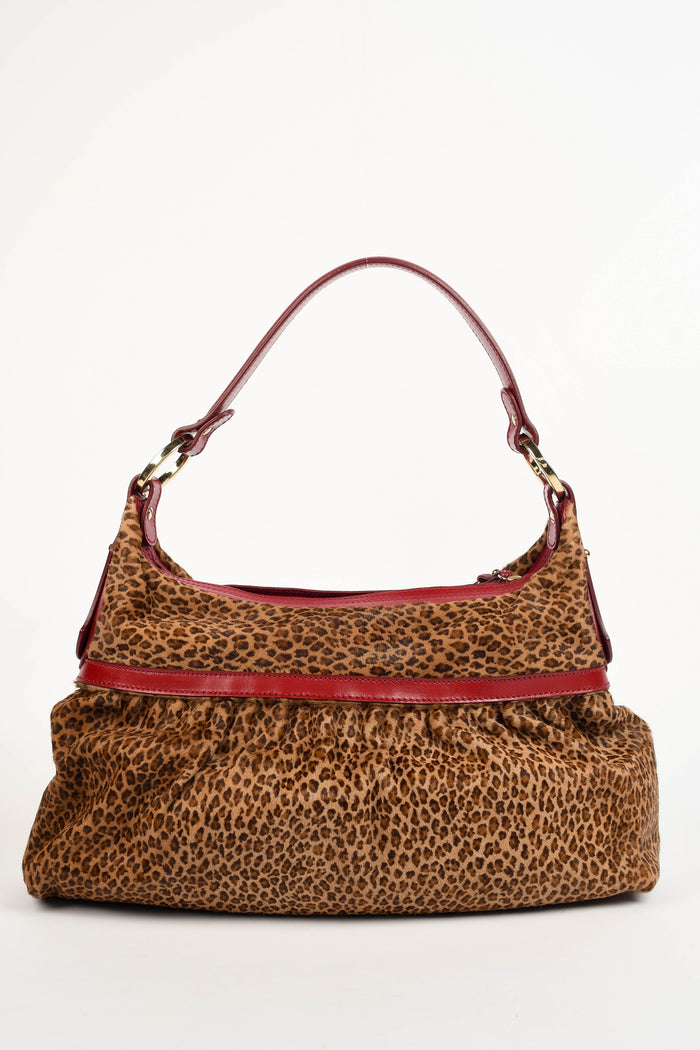 RARE Vintage Fendi Leopard Print Pony Hair Chef Shoulder Bag
