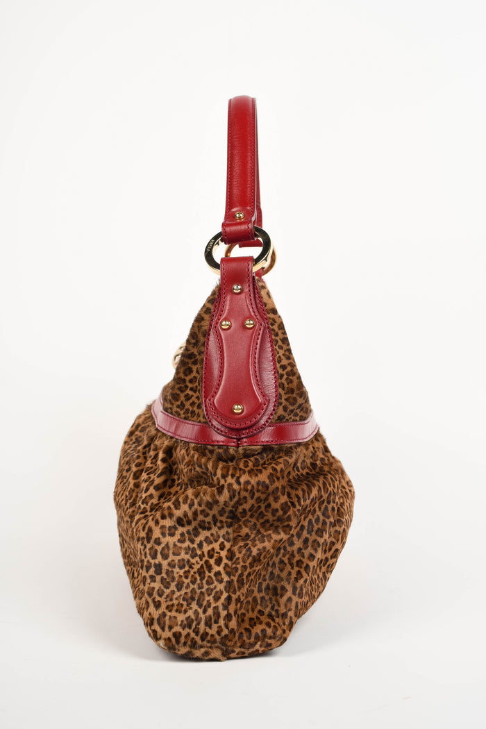 RARE Vintage Fendi Leopard Print Pony Hair Chef Shoulder Bag