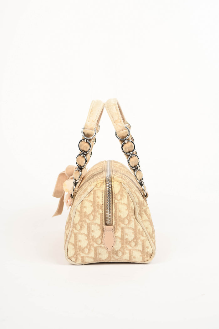 2000s Christian Dior Romantiqué Beige Monogram Barrel Bag
