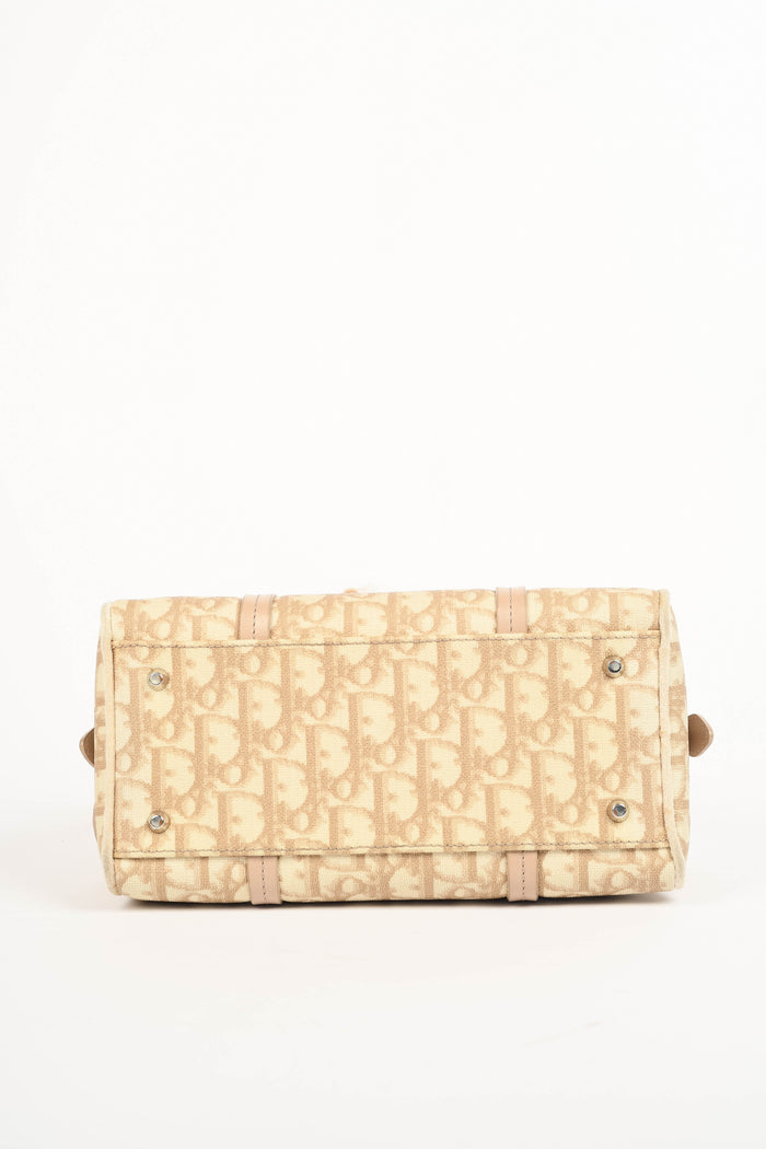 2000s Christian Dior Romantiqué Beige Monogram Barrel Bag