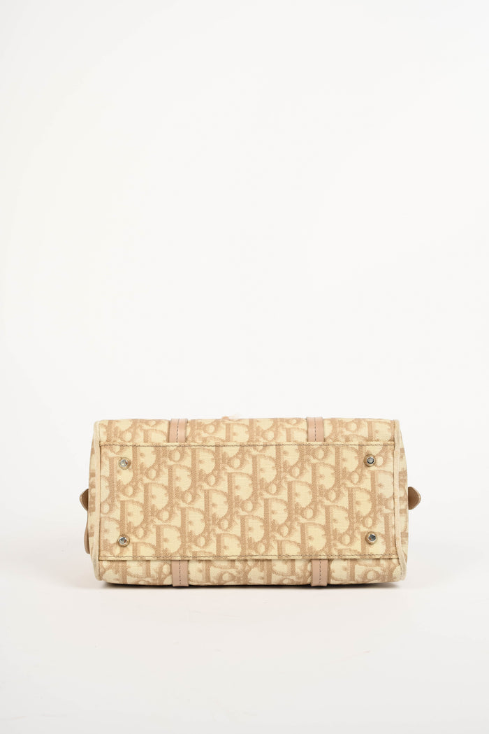 2000s Christian Dior Romantiqué Beige Monogram Barrel Bag