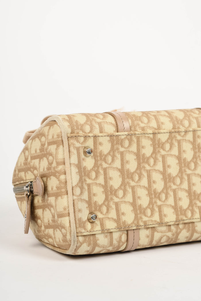 2000s Christian Dior Romantiqué Beige Monogram Barrel Bag