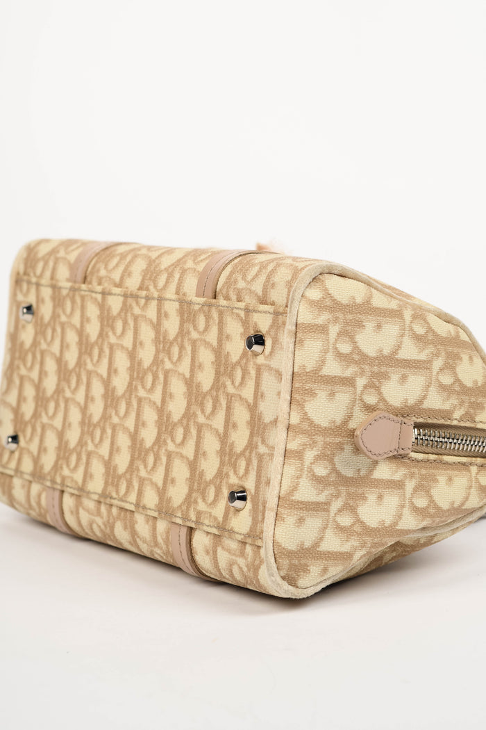 2000s Christian Dior Romantiqué Beige Monogram Barrel Bag