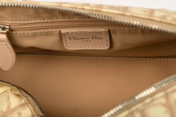 2000s Christian Dior Romantiqué Beige Monogram Barrel Bag