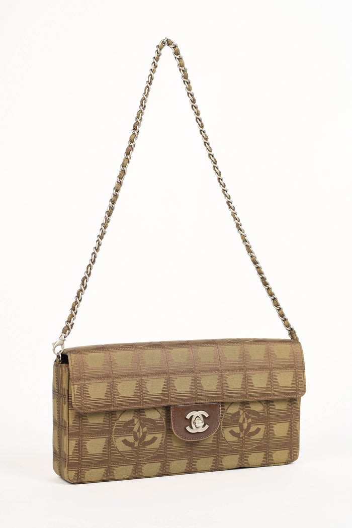 2000s Chanel Brown Travel Line East West Shoulder Bag