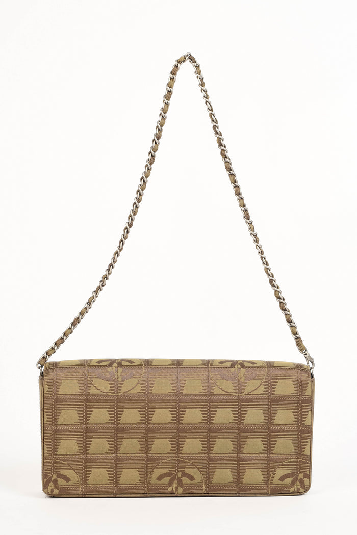 2000s Chanel Brown Travel Line East West Shoulder Bag
