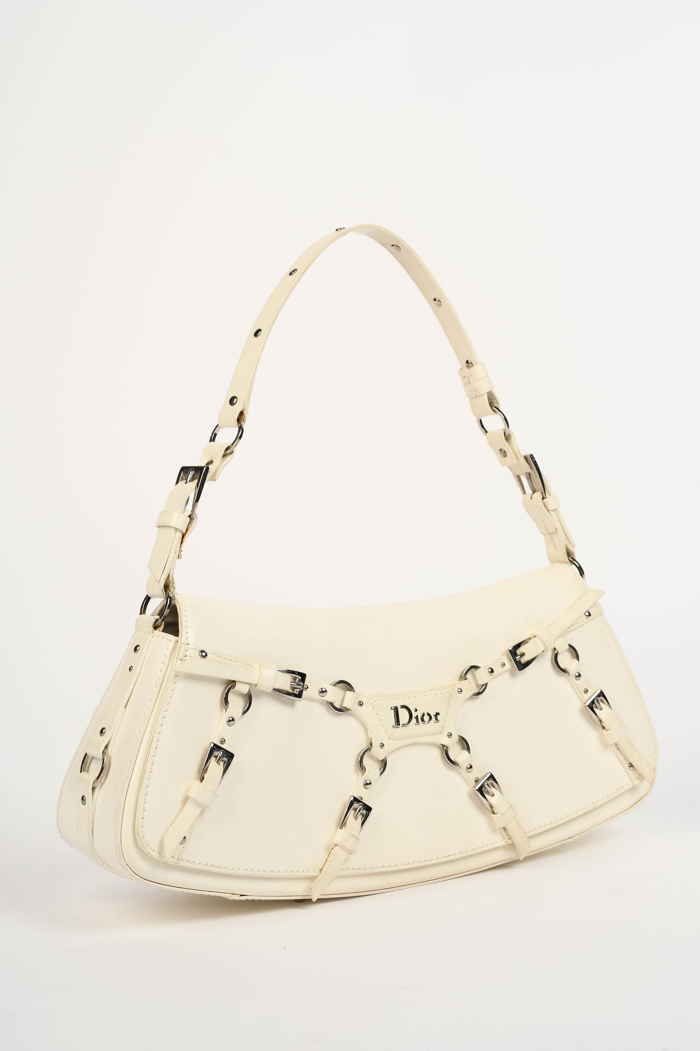 SUPER RARE 2000s Christian Dior Galliano White Bondage Shoulder