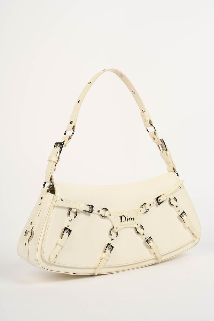 SUPER RARE 2000s Christian Dior Galliano White Bondage Shoulder Bag