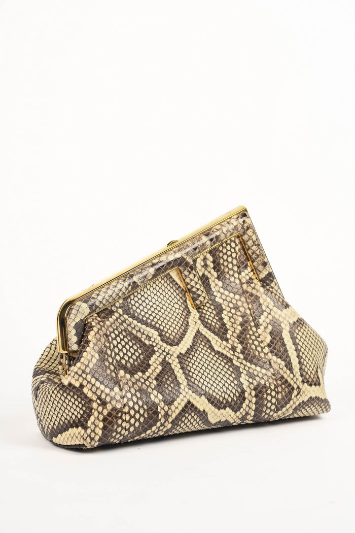 RARE 2020s Fendi First Snakeskin Clutch Bag