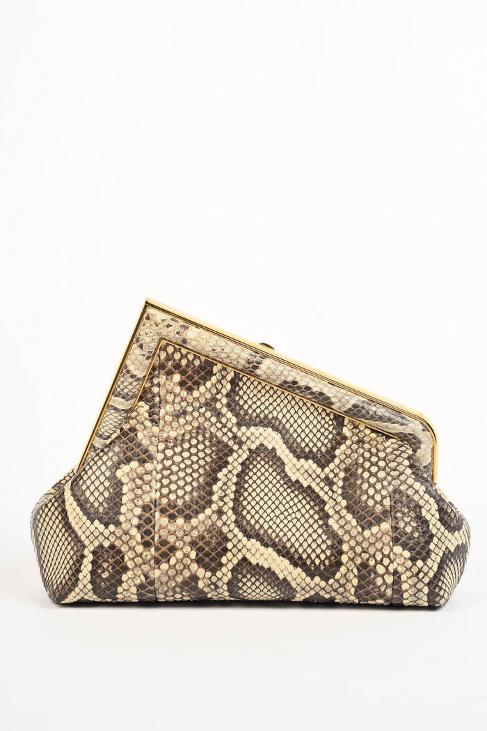 RARE 2020s Fendi First Snakeskin Clutch Bag