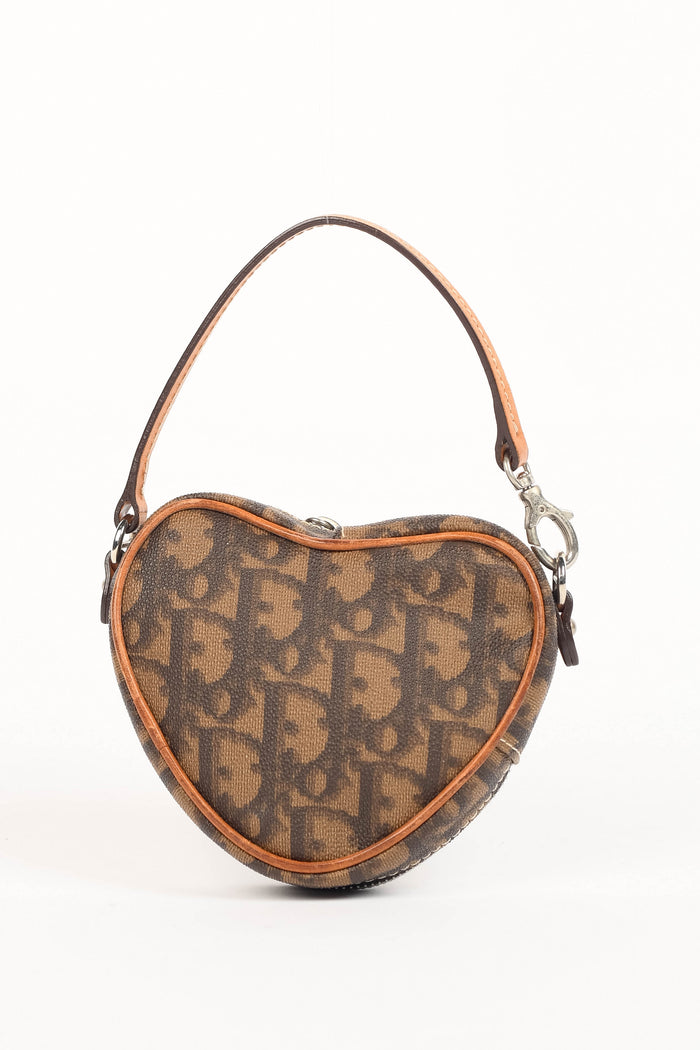 RARE 2000s Christian Dior Brown Romantique Heart Coin Purse