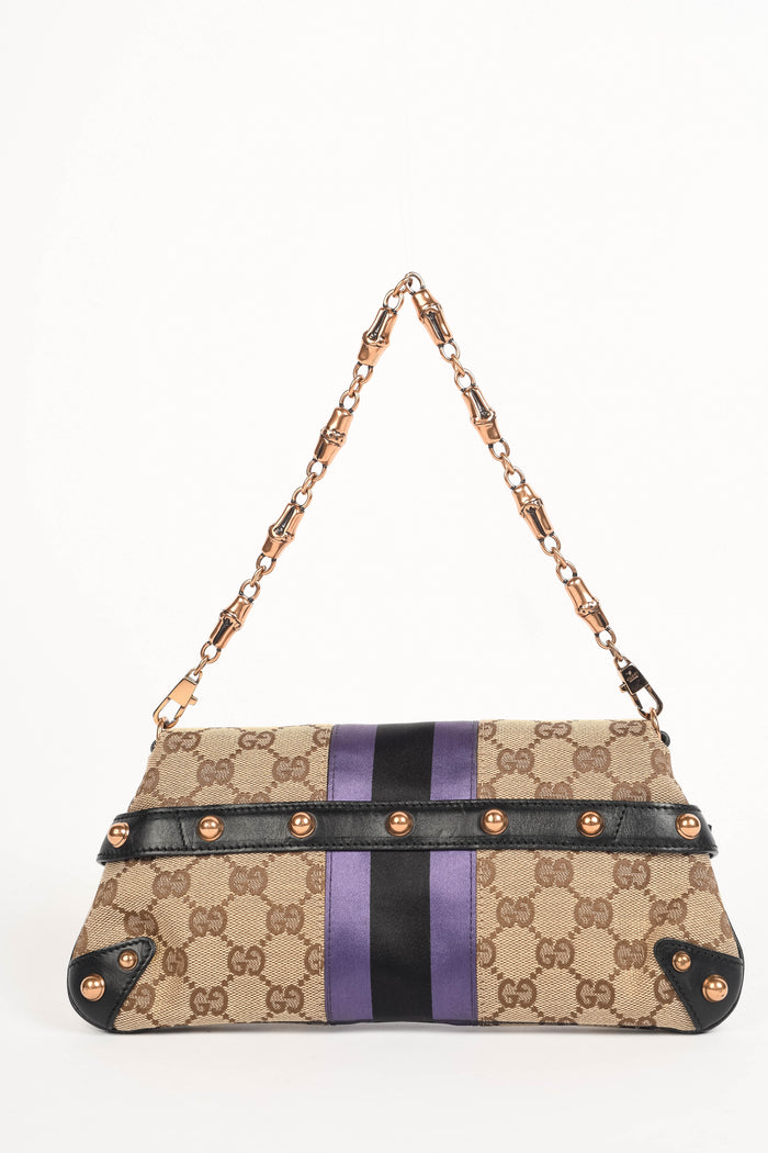 RARE Vintage Gucci GG Classic Monogram Horsebit Shoulder Bag
