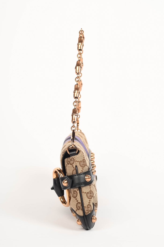 RARE Vintage Gucci GG Classic Monogram Horsebit Shoulder Bag