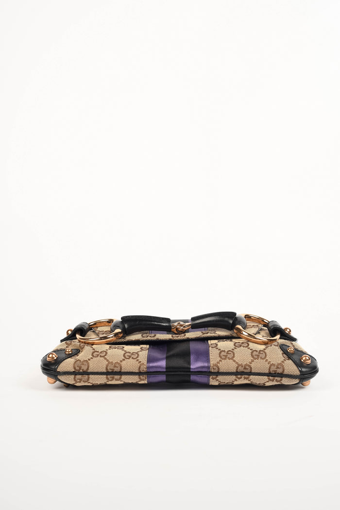 RARE Vintage Gucci GG Classic Monogram Horsebit Shoulder Bag