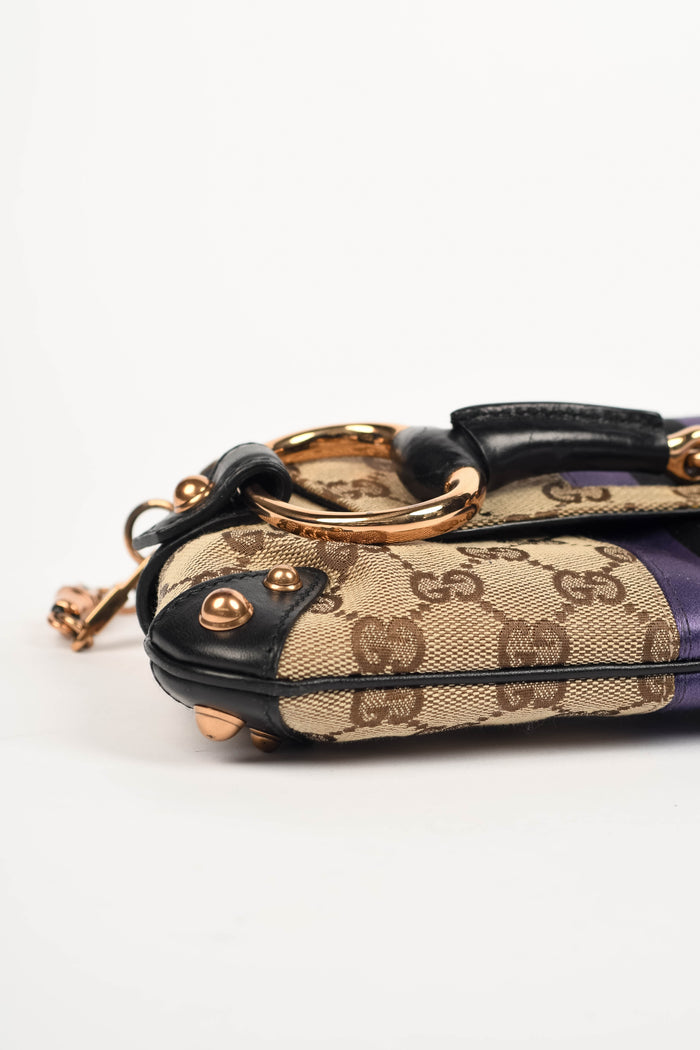 RARE Vintage Gucci GG Classic Monogram Horsebit Shoulder Bag