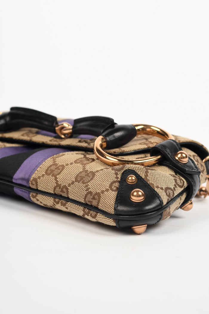 RARE Vintage Gucci GG Classic Monogram Horsebit Shoulder Bag