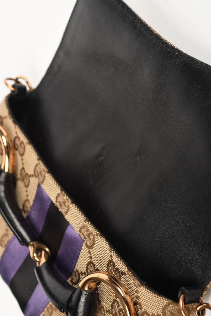 RARE Vintage Gucci GG Classic Monogram Horsebit Shoulder Bag