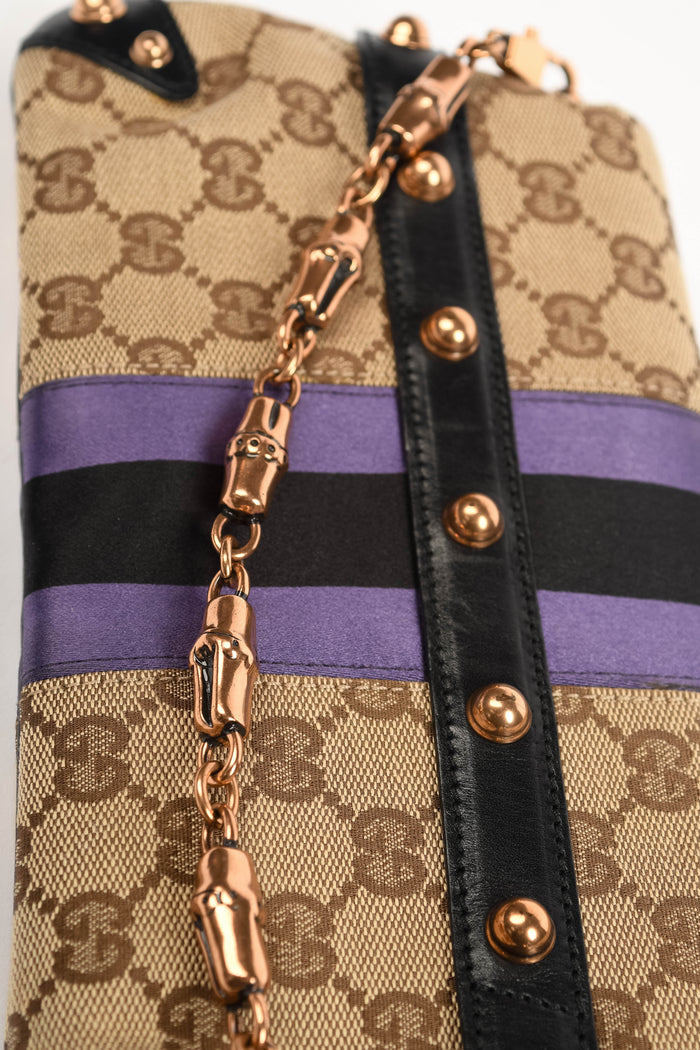 RARE Vintage Gucci GG Classic Monogram Horsebit Shoulder Bag