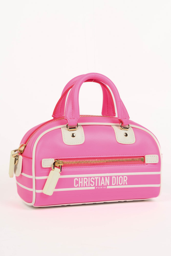 Christian Dior Pink Micro Dior Vibe Zip Bowling Bag