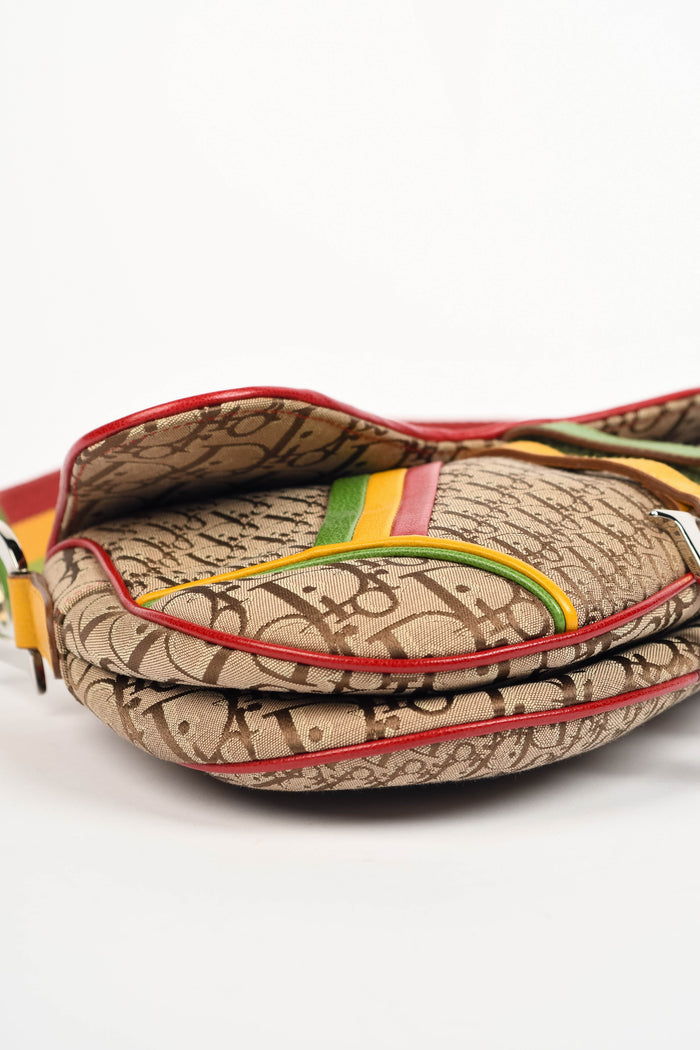 RARE 2004 Christian Dior Galliano Rasta Print Saddle Bag