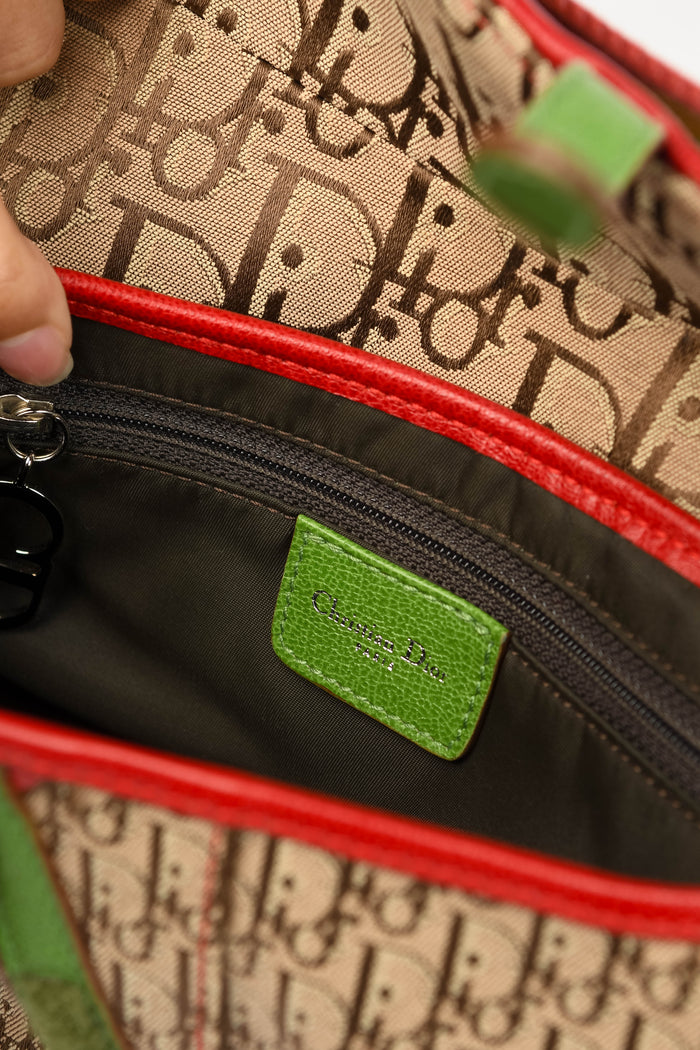 RARE 2004 Christian Dior Galliano Rasta Print Saddle Bag