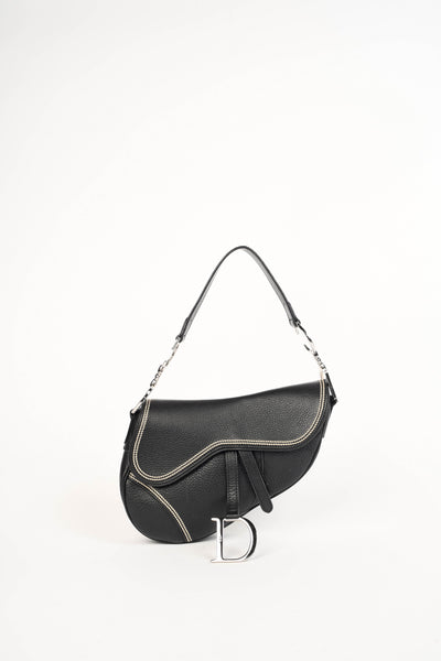 2000s Christian Dior Black Leather Saddle Shoulder Bag – Break Archive