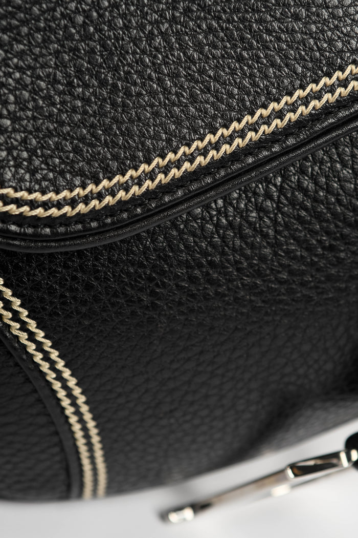 2000s Christian Dior Black Leather Saddle Shoulder Bag