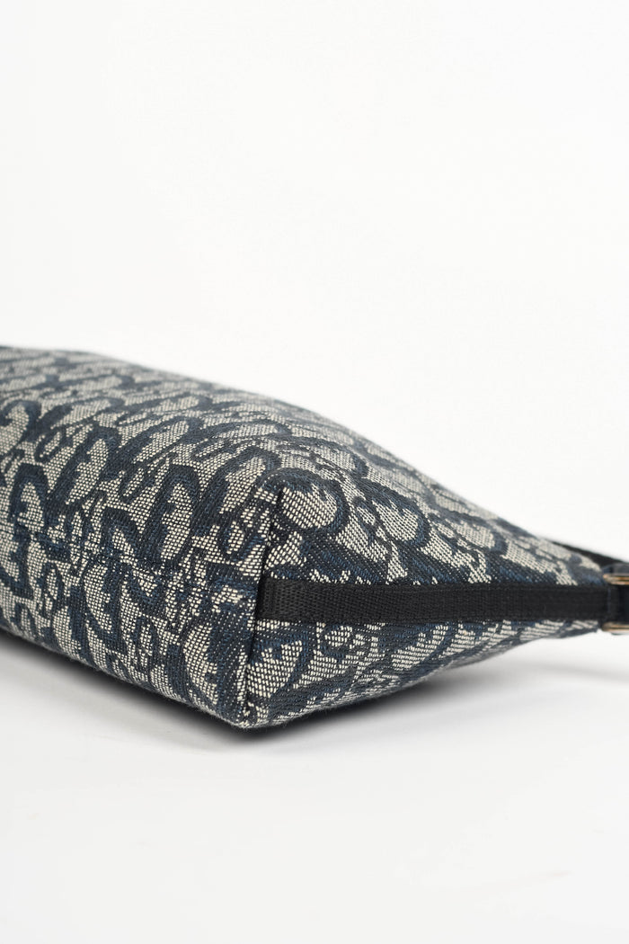 2000s Christian Dior Blue Trotter Monogram Shoulder Bag